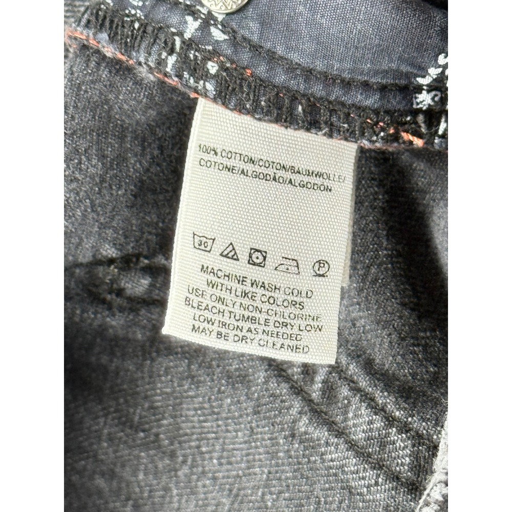 We The Free Free People Washed Black Distressed Button Fly Straight Jeans 24 - Picture 8 of 8
